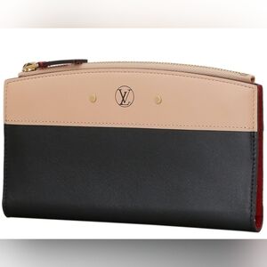 Authentic Louis Vuitton City Steamer Wallet - YM Initials Black, Cream & Red
